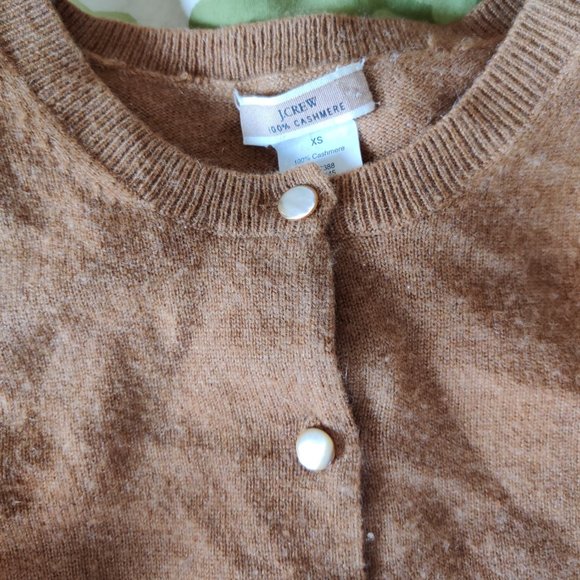 j. crew cashmere jackie cardigan XXS brown cognac - Picture 2 of 2